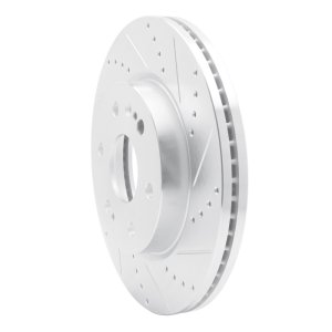 Cadillac Vistiq Brake Rotor (1) - Front Right - R1 Concepts - Drilled & Slotted - Silver - `19-`26